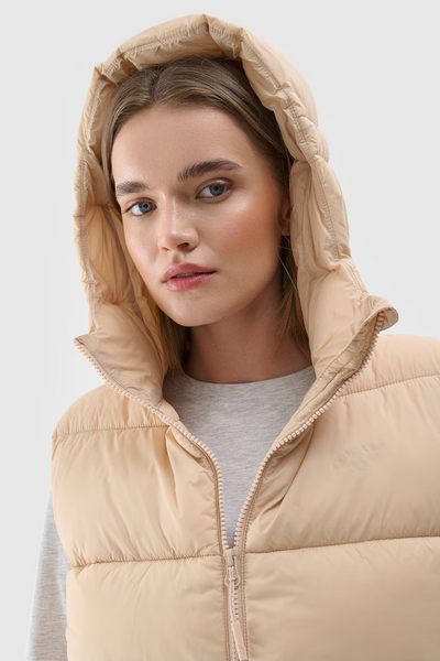 Gilet matelassé à capuche pour femme 4F Beige 4FWAW24TVJAF141-83S