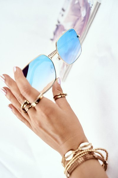 Moteriški akiniai nuo saulės Prius PRE-14 Gold Blue Mirror Gradient