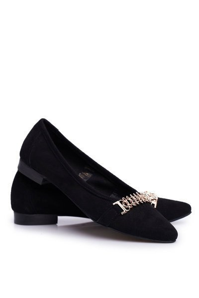 Elegáns velúr balerina fekete Nicole 2466