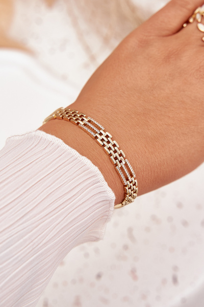 Bracelet Femme en Acier Chirurgical avec Cristaux Or