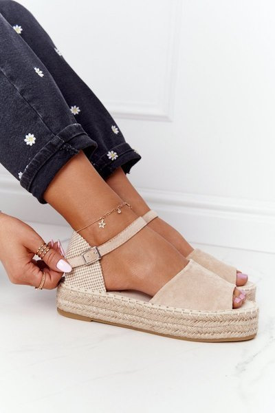 Sandales Sur Plateforme Tressée Beige Megara