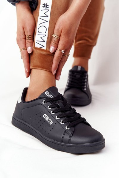 Baskets en cuir pour femmes BIG STAR DD274586 Noir-Argent