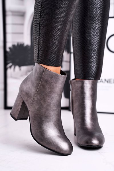 Damen Stiletto Stiefel Grau Gun