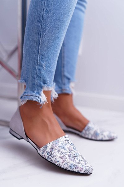 Laura Messi 1110 Leder Ballerinas Grau Augure