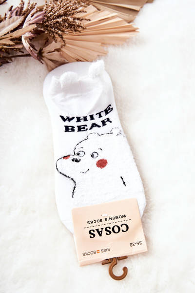 Damen Baumwoll-Teddybär-Socken COSAS Weiß
