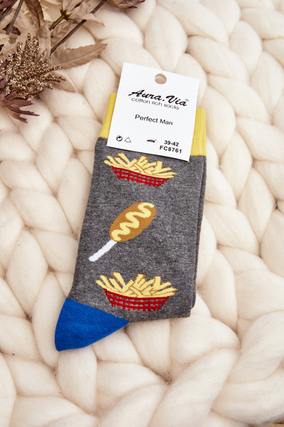 Herrensocken Pommes Frites Grau