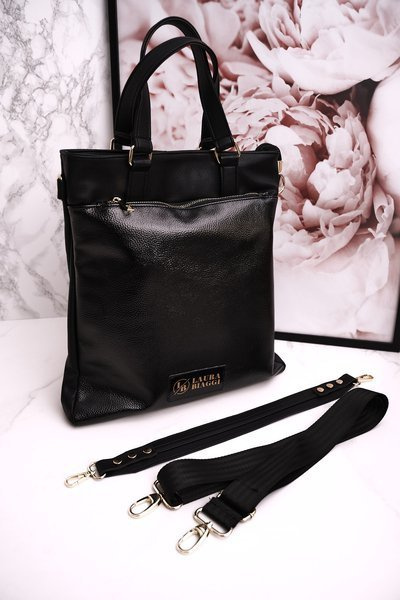 Shopper Handtasche mit abnehmbarem Riemen LAURA BIAGGI Lackiert Schwarz