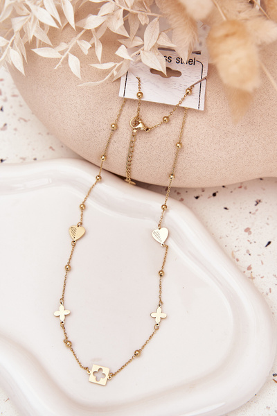 Collier avec pendentifs acier inoxydable doré