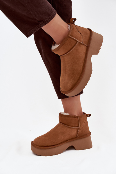 Bottes d'hiver en nubuck naturel doublées de fausse fourrure Camel Milora