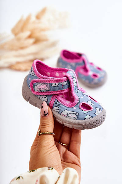 Chaussures Chaussons Befado Chats 533P014 Bleu-Rose