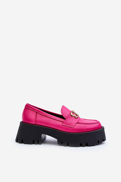 Zazoo 20164 Women's Genuine Leather Loafers Fuchsia