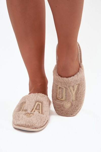 Damenhausschuhe mit Fell LADY Vinceza 19958 beige