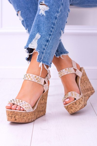 Lu Boo Beige Women's Valeria Sandale Studded