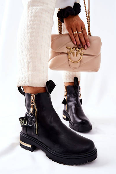 Klassische Stiefel mit Riemen Schwarz Lorie