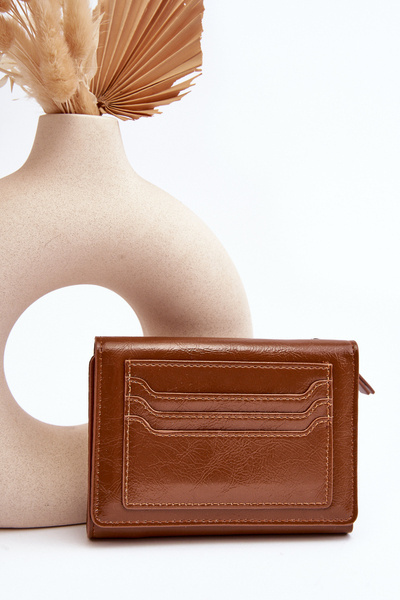 Porte-monnaie pour femme en cuir écologique marron Joanela