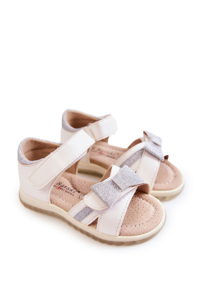 Sandale din piele pentru copii cu velcro alb lolly