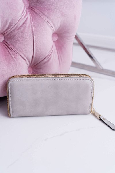 Women's Wallet Large Gray Gold Decorative Zipper