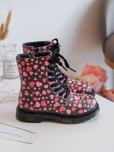 Bottines Doublées Zippées Enfant Noir-Rose Dolida