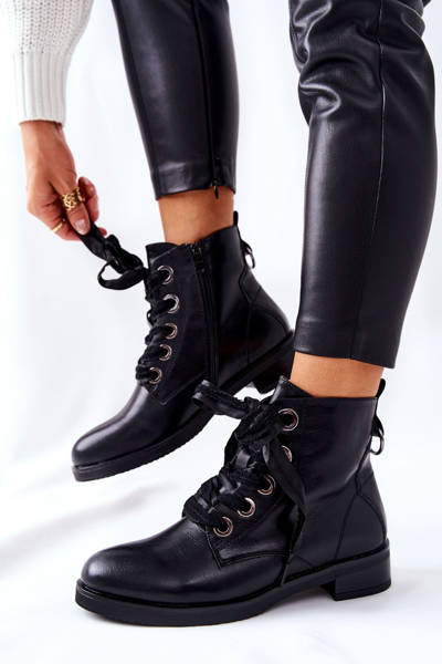 Boots With Decorative Tie Black Tayah