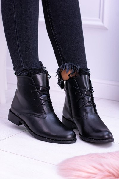 Bottines à Lacets Femme Warmed Cuir Noir Millano