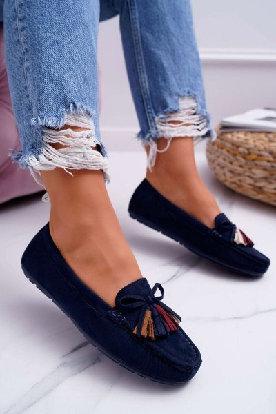 Damen Dunkel Blau Wildleder Mokassins S.Barski A199 Mohabe