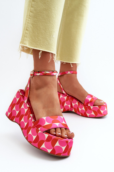 Sandales Plateformes et Compensées à Motifs Fuchsia Wiandia