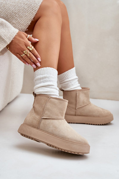 Bottes De Neige Pour Femmes Sur Plateforme En Eco Daim Beige Atteria