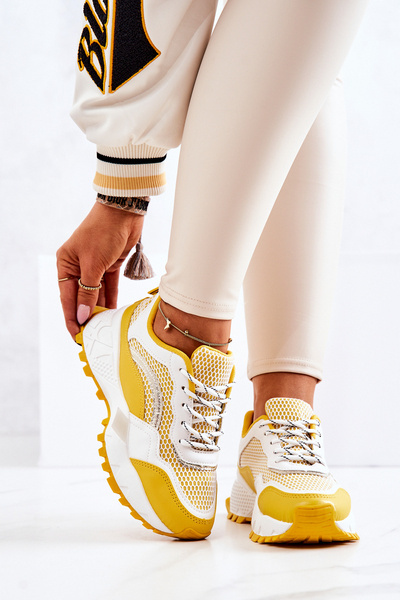 Pantofi de adidași sportivi de răzbunare galben-alb