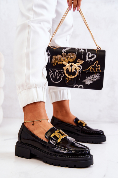 Lackierte Loafer Halbschaf Loafer mit Ornament La.Fi 210031B-NL Schwarz