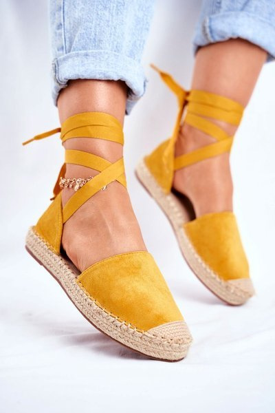 Femei espadrilles laced galben bonjour