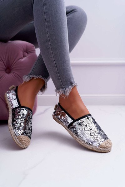 Moteriškos espadrilės Lu Boo sidabriniai blizgučiai