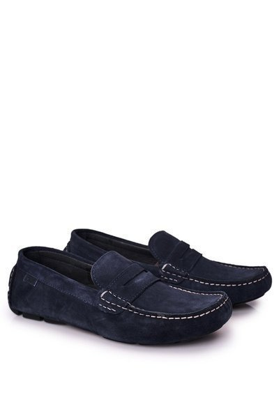 Suede Casual Loafers Goe HH1N4065 Navy Blue