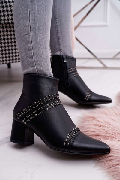 Damen Stiletto Spitze Booties Schwarz Primma