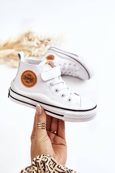 Kinder-Ledersneaker mit Klettverschluss Weiß Bruni