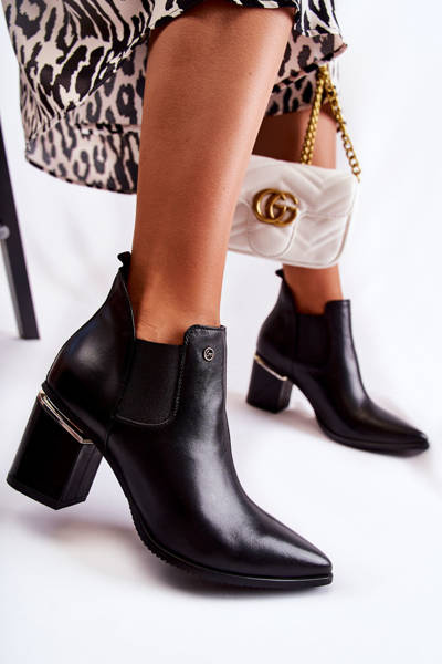 Lederstiefel auf hohem Absatz Laura Messi 2506 Schwarz