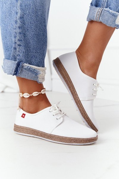 Damen Espadrilles zum Schnüren Big Star FF276043 Weiß