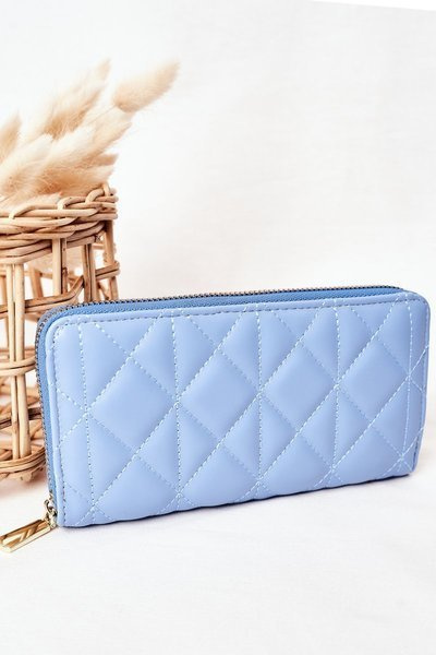 Große gesteppte Brieftasche für Frauen Blau