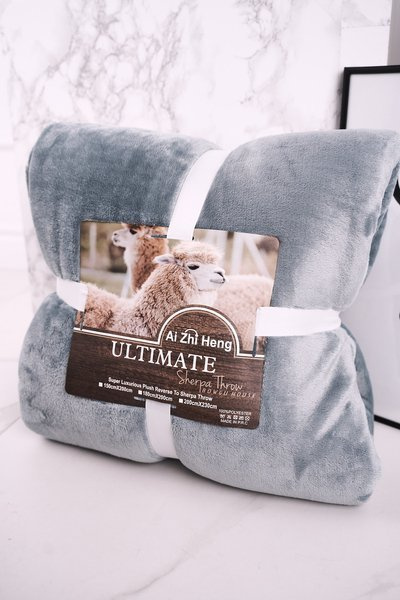 Plușă mare de pluș invers pentru Sherpa aruncă albastru