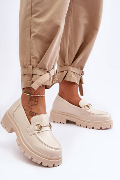 Women's Classic Moccasins On Platform Beige Miracle