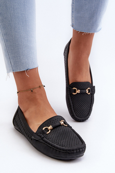 Mocassins En Treillis Noirs Femme Rasirna