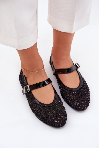 Ballerines Femmes Décorées Avec Sangle Et Boucle Noires Avirae