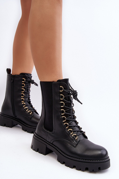 Bottes de travail pour femmes en cuir noir Charmea