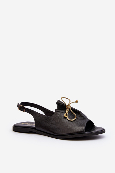 Lederne flache Sandalen Zazoo 2898 Schwarz