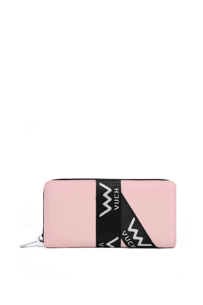 Portefeuille Zippé En Cuir Rose Mille