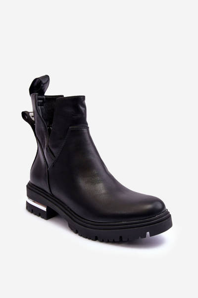 Bottes En Cuir Avec Fermetures Éclair Et Découpes Noir Flicha