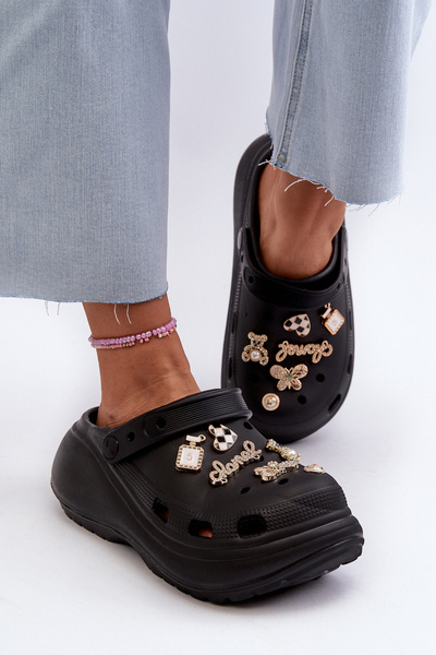Claquettes Femme En Mousse Légère Avec Semelle Épaisse Et Charms Noir Effiora