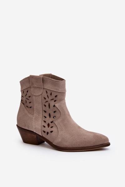 Zazoo 2870 Botine perforate din piele bej