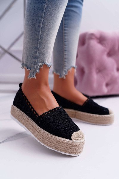 Damen Schnür-Espadrilles Schwarz Lovely Haven