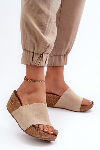 Zazoo 40311 Wildleder Damen Keilsandalen in Beige