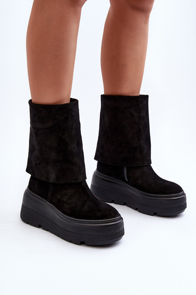 Wildleder Plateaustiefel Maciejka Schwarz 05319-01